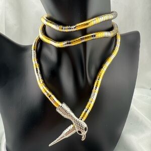 Multi Anthropologie Serpent serpentine Gold and Silver Snake Necklace